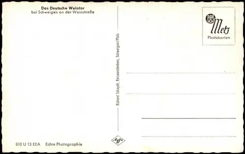 Ansichtskarte Schweigen-Rechtenbach Deutsches Weintor aus der Vogelschau 1960