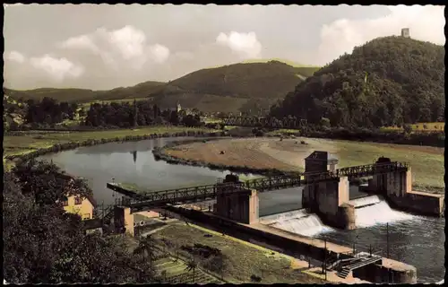 Ansichtskarte Nassau (Lahn) Lahn Partie mit Blick zum Burgberg 1956