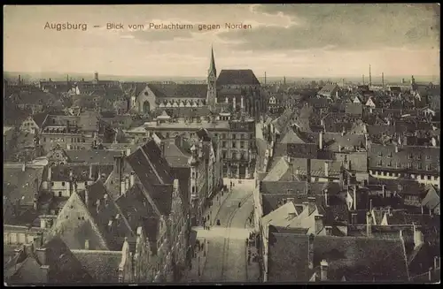 Ansichtskarte Augsburg Blick vom Perlachturm gegen Norden 1916