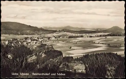 Schöna-Reinhardtsdorf-Schöna Panorama Ansicht zur DDR-Zeit 1962