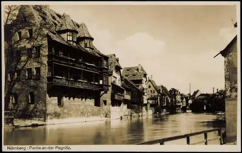 Ansichtskarte Nürnberg Partie an der Pegnitz Stadtteilansicht 1940