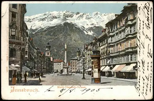 Ansichtskarte Innsbruck Maria Theresienstraße, Litfasssäule 1905