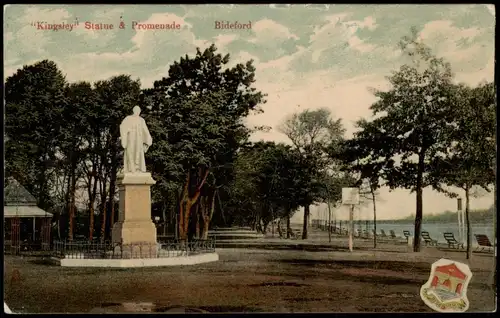 Postcard Bideford (Devon) "Kingsley Statue" & Promenade 1910