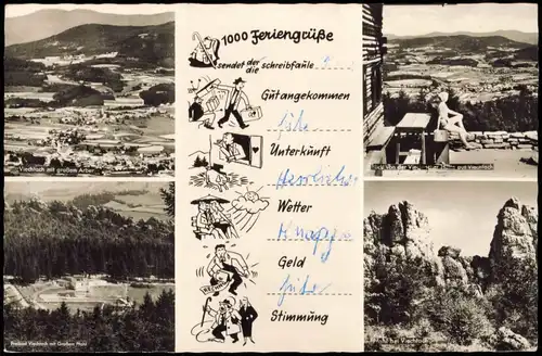 Ansichtskarte Viechtach MB: Stadt, Hütte mit Frau 1964