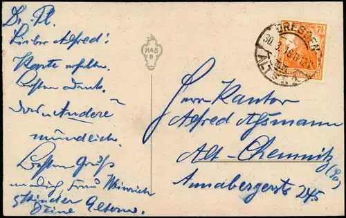 Ansichtskarte  Glückwunsch Ostern / Easter Feilchenkorb 1918