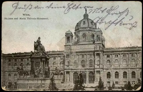 Ansichtskarte Innere Stadt-Wien Museum und Maria Theresia-Monument 1910