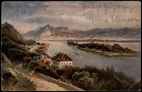 Rolandseck-Remagen  Rhein 1910   Bahnpost gelaufen (Bahnpoststempel Zug 415)