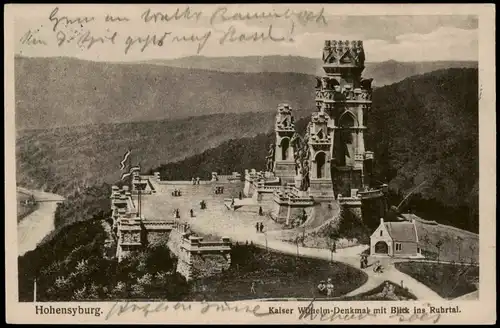 Syburg-Dortmund Kaiser Wahelm-Denkmal mit Blick ins Ruhrtal. 1914