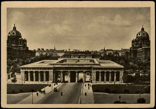 Ansichtskarte Wien Stadt Panorama mit Heldendenkmal u. Burgtor 1930