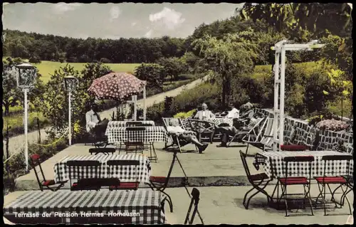 Horhausen (Westerwald) Terrasse der Pension Hermes Horhausen 1960