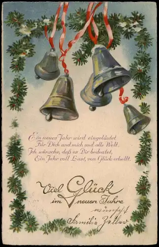 Ansichtskarte  Glückwunsch Neujahr/Sylvester Glocken Grusskarte 1931
