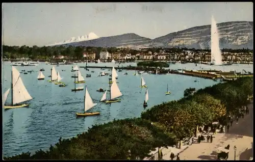 Ansichtskarte Genf Genève Jour de Régates La Rade et le Mont-Blanc 1925