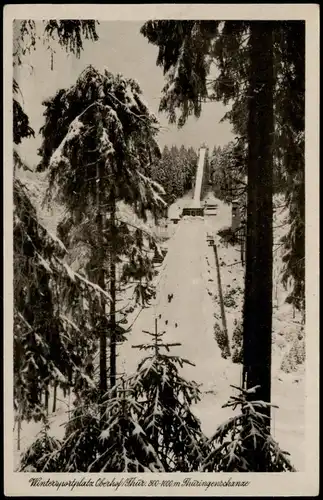Ansichtskarte Oberhof (Thüringen) Skisprungschanze Thüringer-Schanze 1950
