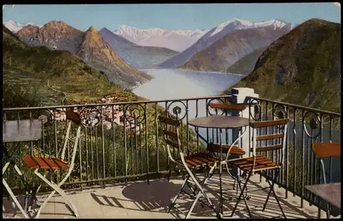 Ansichtskarte Lugano Panorama dal Ristorante Bellevue-Monte Brè 1924