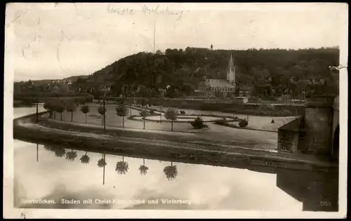 Ansichtskarte Saarbrücken Staden mit Christ-Königkirche und Winterberg 1930
