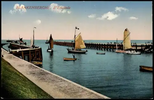 Blankenberge Blankenberghe L' Estacade, Hafen-Einfahrt, Ortsansicht 1920