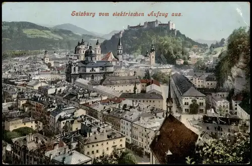 Ansichtskarte Salzburg Stadt Panorama vom elektrischen Aufzug aus 1910