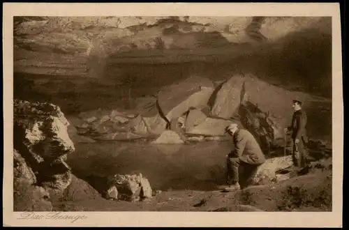 Ansichtskarte Uftrungen-Südharz Arbeiter in der Höhle Heimkehle 1920