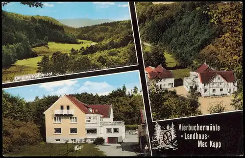 Waldbröl Mehrbild-AK Pension Landhaus  Vierbuchermühle, Mühlental 1968  522