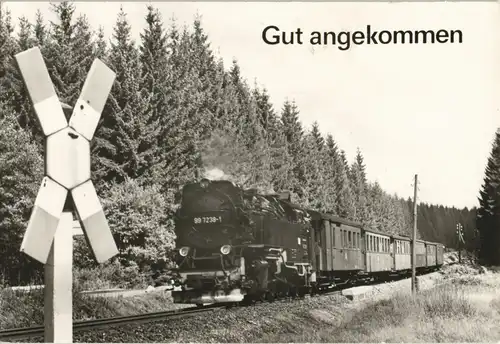 Ansichtskarte  Gut angekommen, Eisenbahn Dampflokomotive 1989