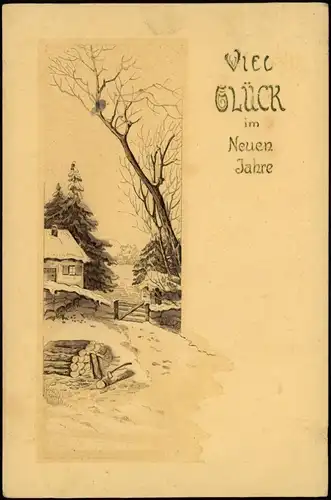 Ansichtskarte  Glückwunsch - Neujahr/Sylvester - Haus im Wald 1918