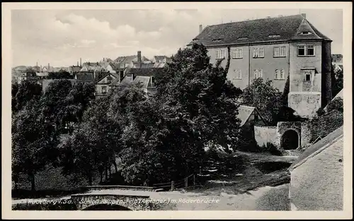 Ansichtskarte Radeberg Stadt und Schloß Klippenstein 1934