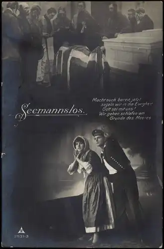 Ansichtskarte  Seemannlos - Bestattung, Seemann und Frau 1916