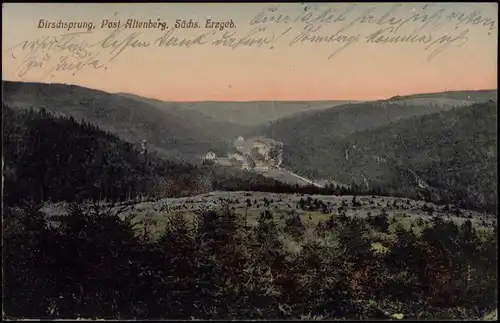 Hirschsprung-Altenberg (Erzgebirge) Umlandblick - colorierte AK 1921