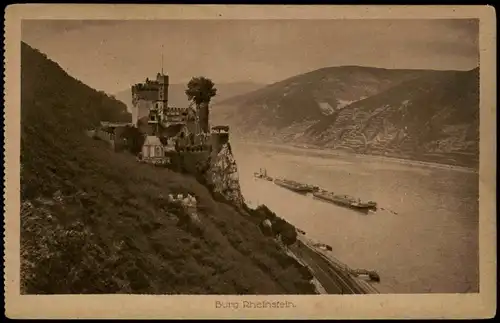 Ansichtskarte Bingen am Rhein Burg Schloss Rheinstein Rhein Tal Partie 1920