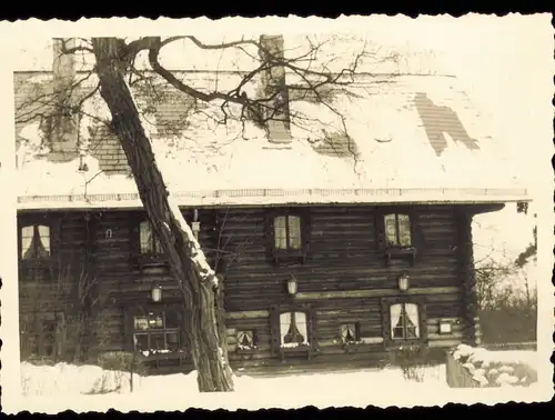Wannsee-Berlin Blockhaus Nikolskoe im Schnee 1955 Privatfoto Foto