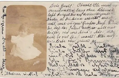 Ansichtskarte  Kleines Mädchen, gel. 1900 - Foto AK 1900