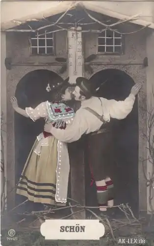 Ansichtskarte  "Schön" Liebes Paar gel. 1908 1908