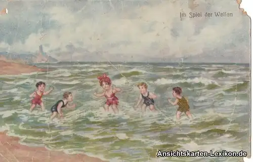 Ansichtskarte  Im Spiel der Wellen 1916