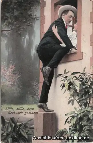Ansichtskarte  Stille, stille, kein Geräusch gemacht 1908