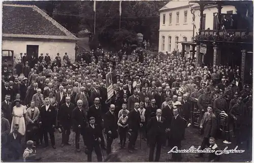 Ansichtskarte  Menschenmenge Empfang, Militärorchester 1918 