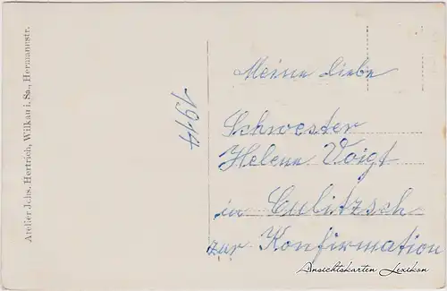 Ansichtskarte  Helenn Voigt Konfirmation - Culitzsch/Wilkau-Haßlau 1914