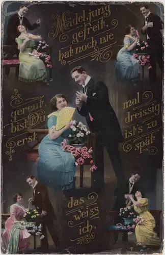 Ansichtskarte  Scherzkarte - Hochzeit, Liebe 1914 