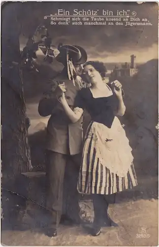 Ansichtskarte  Liebe - Mann und Frau - ein Schütz ich bin 1920 