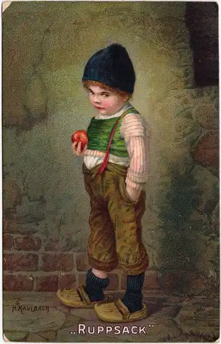 Ansichtskarte  Junge - Ruppsack, (signiert H. Kaulbach) 1911 