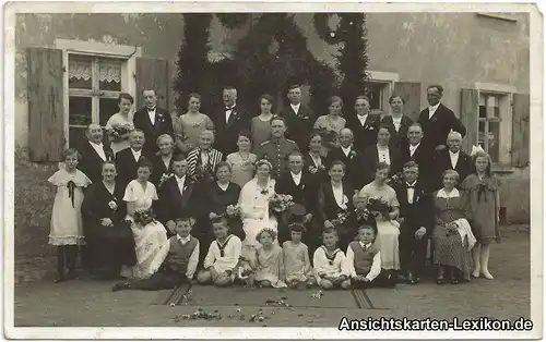 Ansichtskarte  Gruppenbild Hochzeitsfeier, Kamenz 1940