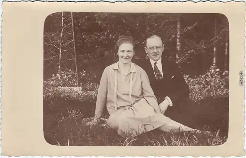 Ansichtskarte  Neugebackenes Ehepaar zu Pfingsten in Dresden 1929 Privatfoto 