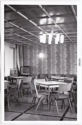 Ansichtskarte  Essensraum Pausenraum Innen mit TV 1955 Privatfoto