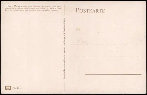 Ansichtskarte Wellmich-St. Goarshausen Burg Maus, Ort - Künstlerkarte 1915