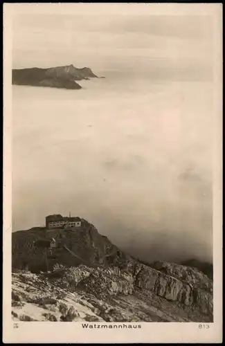 Berchtesgaden Watzmannhaus Berge Echtfoto-AK - Berge im Wolkenmeer 1930 Privatfoto
