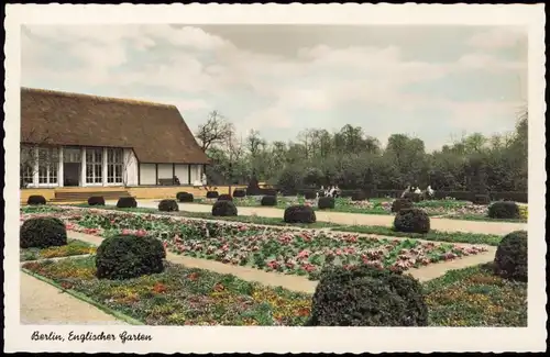 Ansichtskarte Berlin Englischer Garten, Haus u. Anlagen Colorfotokarte 1954