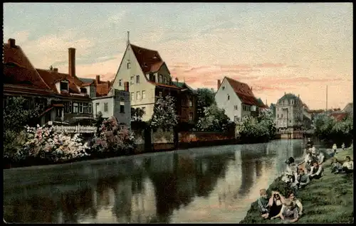 Ansichtskarte Nürnberg Pegnitzpartie - Insel Schütt 1923