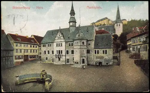 Ansichtskarte Blankenburg (Harz) Marktplatz color Ansicht 1908