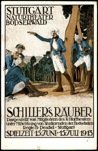 Ansichtskarte Stuttgart Künstlerkarte Naturtheater Bopserwald 1917