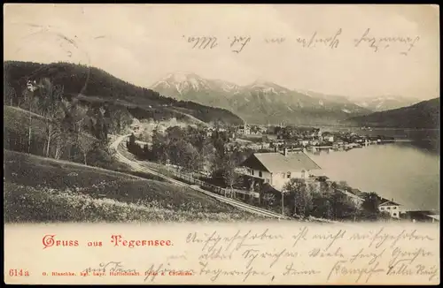 Ansichtskarte Tegernsee Stadt Panorama-Ansicht 1904 Landshut (Ankunftsstempel)