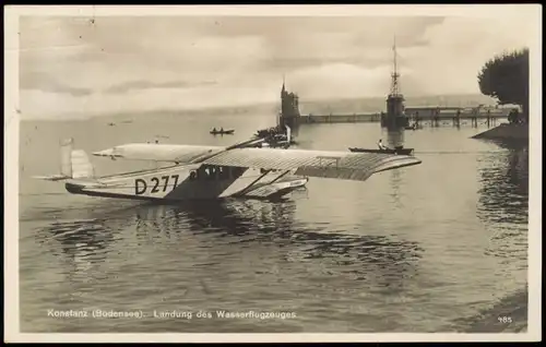 Ansichtskarte Konstanz Landung des Wasserflugzeuges 1927